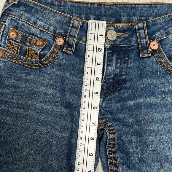 True Religion low rise, Y2K with contrasting, orange stitching denim blue jeans - Picture 3 of 9